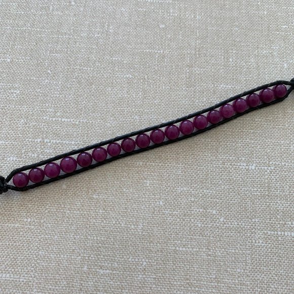 🌷3 for$25🌷Handmade Genuine Purple Quartzite & Leather Button Closure Bracelet - Picture 7 of 9